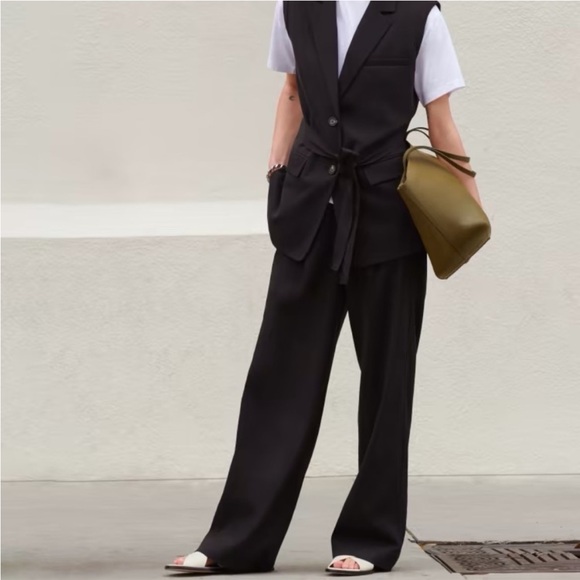 Everlane SHORT The Draper Pleated Pant in Buttersmooth Black Size 4 - Picture 2 of 11